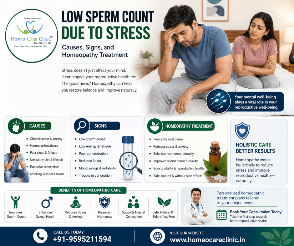 Low sperm count due to stress: Causes, Signs, and Homeopathy Treatment