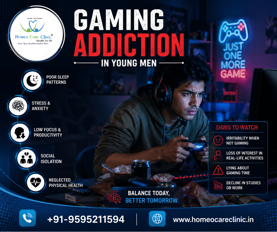 Gaming Addiction in Young Men: Symptoms, Causes & Homeopathic Treatment