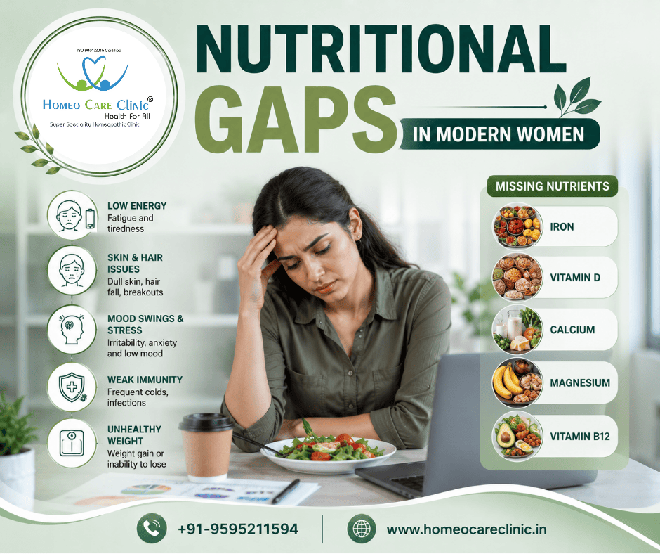 Understanding Nutritional gaps in modern women – Causes, Symptoms & Homeopathic Treatment