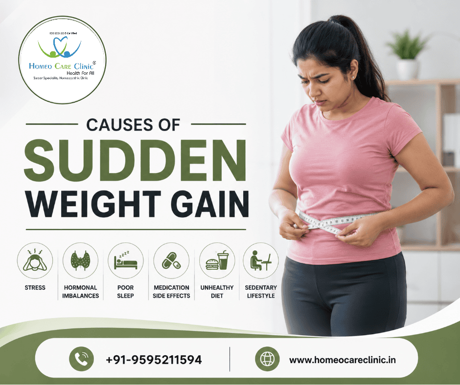 Understanding Causes of sudden weight gain – Symptoms & Homeopathic Treatment