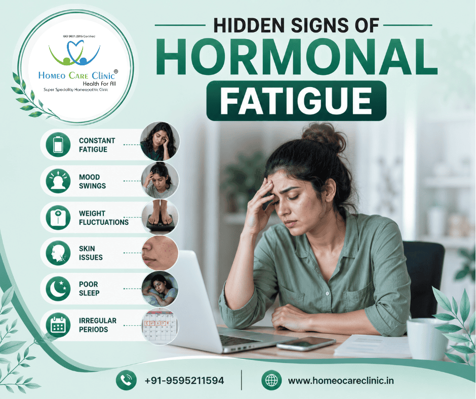Understanding Hidden signs of hormonal fatigue – Causes, Symptoms & Homeopathic Treatment